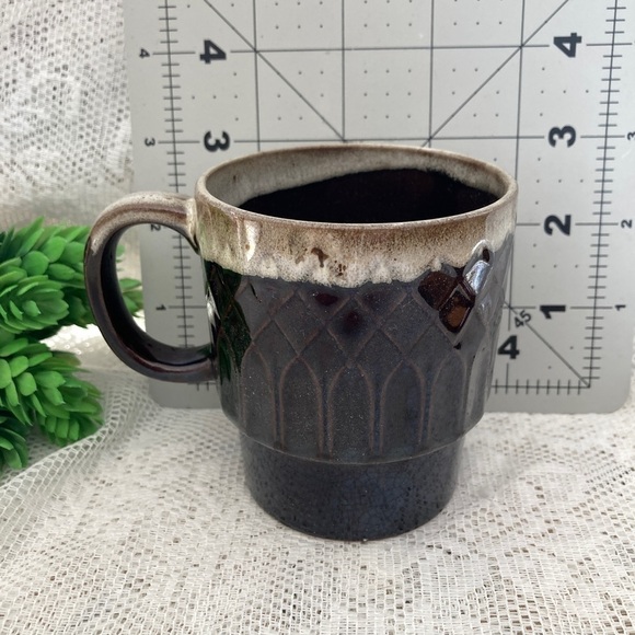 1 Brown Drip glazed Mug, Made in Japan, 8 ounce, crackle finish, 1970s, Vintage - Picture 6 of 6